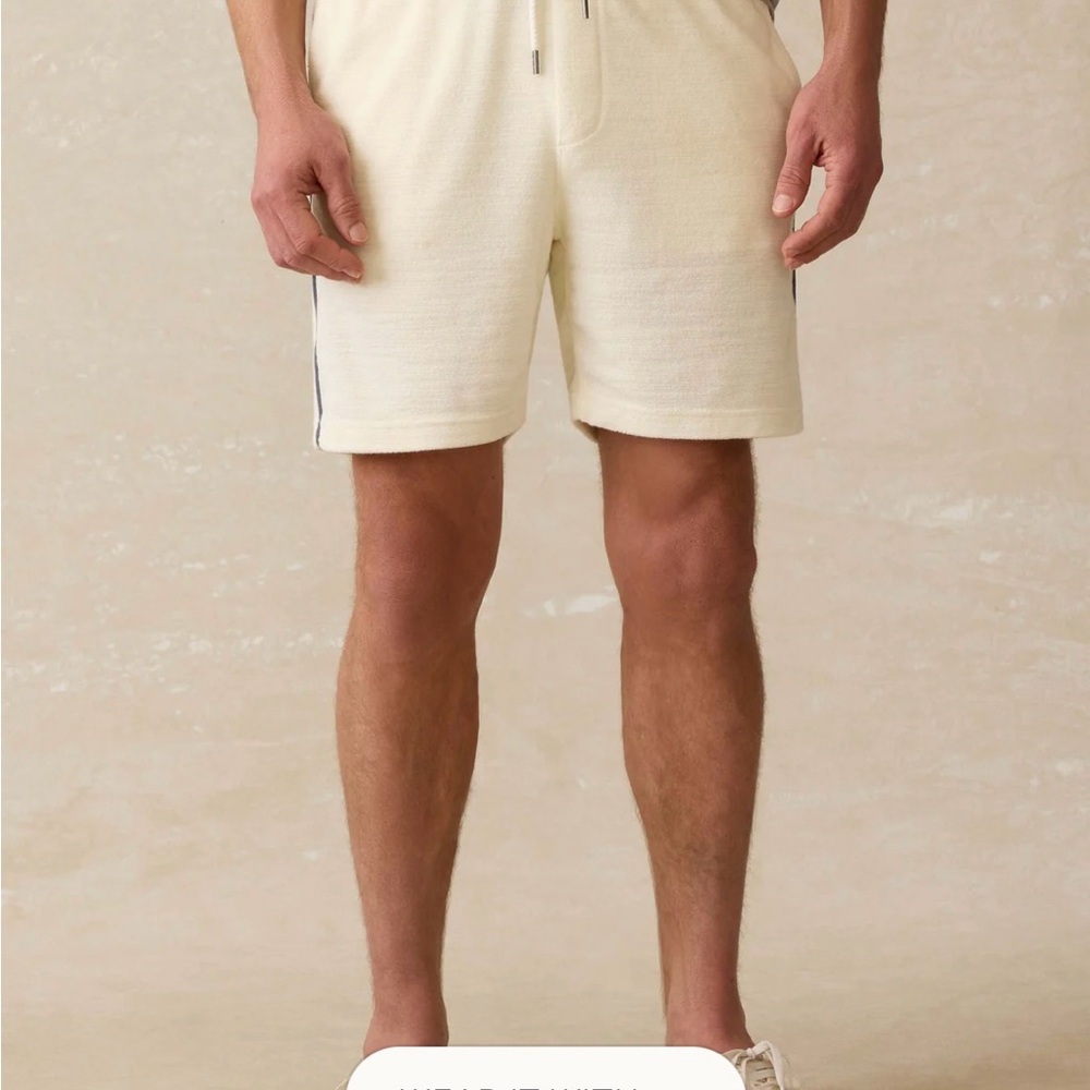 Faherty Men’s Cabana Terry Cloth Off-white Shorts NWT